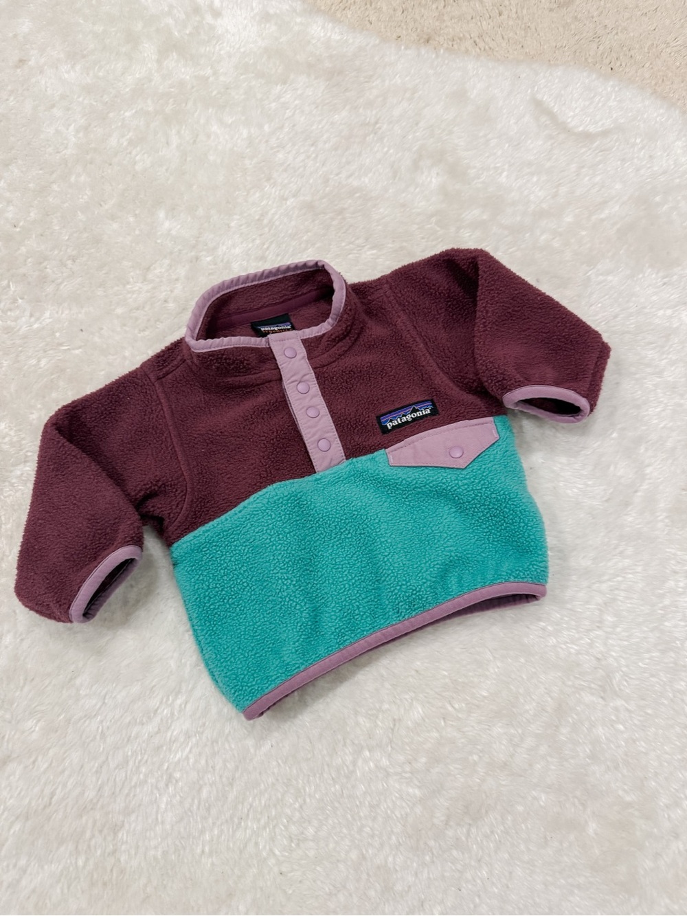 Patagonia Kids Two-Tone Fleece Pullover - Plum & Teal